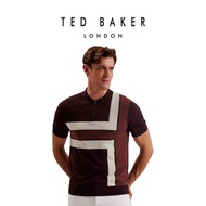 Ted Baker Mens Ambler SS T Colour Block Polo Maroon