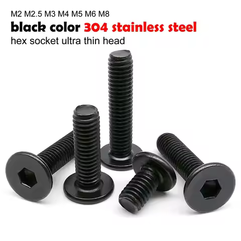 Black Color 304 A2-70 Stainless Steel CM M2 M2.5 M3 M4 M5 M6 M8 Allen Hexagon Hex Socket Ultra Thin 