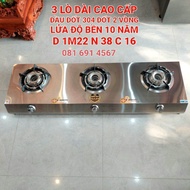 Bếp gas 3 lò đầu đốt 304 2 vòng lửa độ bền trên 10 năm hàng loại 1