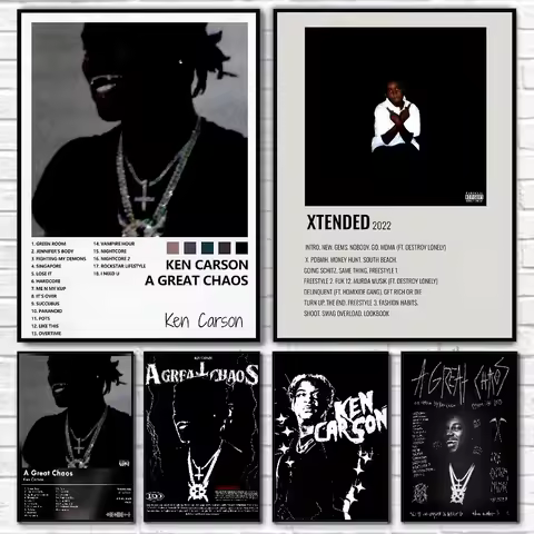 Pop Singer Ken Carson A Great Chaos Poster Poster Paper Print Home Living Room Bedroom Entrance Bar 