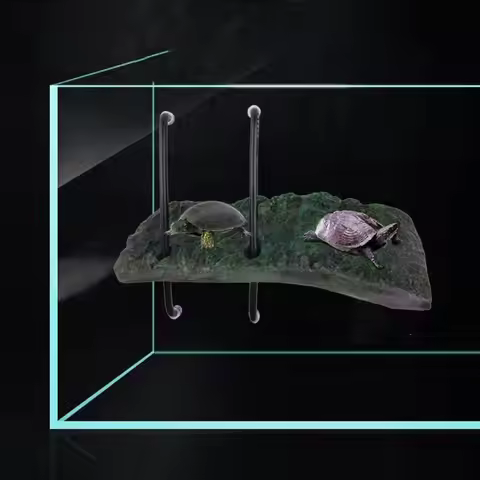 Aquarium Turtle Floating Platform Black Green Resin Reptile Sun Back Table Holder Fish Tank Decorati