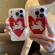 Five Horses Exploding High Level Love Wave colt Suitable for 17promax New iPhone16 Mobile Phone Case