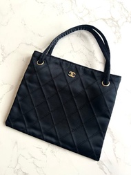 絕版中古包 Chanel 黑色格紋水鑽托特包 古董包 復古包 古著包
