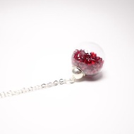 A Handmade 紅色水晶玻璃球頸鏈