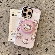 Cartoon Cat Playing Phone 2-in-1 Stand Protective Case for iPhone 11 12 Pro 13 Pro Max 15 Pro 15 Pro