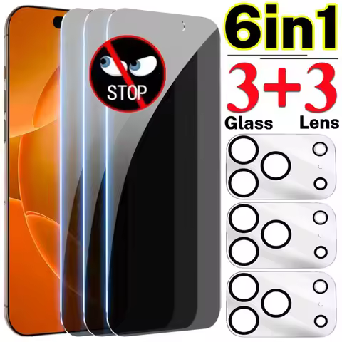 6 in 1 Privacy Tempered Glass for iPhone 17 Pro Max 17Air 17Pro Anti-Spy Screen Protector with Camer