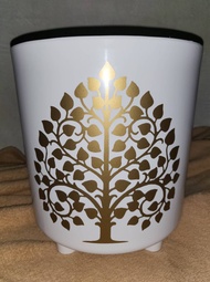 BIG golden tree design / white pots for plants LARGE 9x9.5 inches / paso / round pots / indoor / gold print