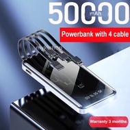 50000mAh Power Bank 4 Cables Full Capacity Mini Powerbank Portable Fast Charging Digital Display Slim Battery 充电宝