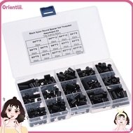 ORIENTTK 320 Pcs Screws Spacers Assortment Kit, Black Electrical Outlet Round Spacer, Hardware Space