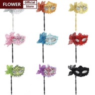 FOF Masquerade Mask with Holding Stick, Venetian Half Face Mask for Women FOO