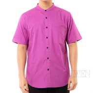 Helten Kemeja Koko Kerah Sanghai Saku Bobok Lengan Pendek Warna Ungu Muda  Comfort Slim