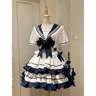 Gentle Navy Style Young Girl Cake Skirt Dress Dress lolita Lolita cos Clothing Gentle Navy Style You