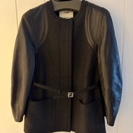Fendi 2025冬季款羊毛拼接羊皮外套