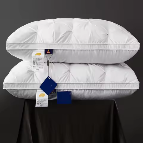 95% Goose Down Pillow White Cotton PillowCover Rectangle Bedroom Sleep 5-Star Hotel Pillow Low-Mid-h