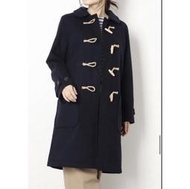 日本Samansa Mos2羊毛牛角扣長版大衣(全新深藍one size)