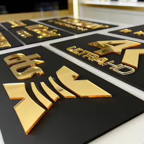 Acrylic 3D Gold Mirror Home Cinema Sign 4K ULTRAHD THX KRIX DTS X Dolby Atmos Acrylic Wandschild For