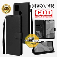 Oppo A15 / Oppo A15S Leather Flip Case- Wallet Case Kulit - Casing Dompet Case Wallet Leather Flip C