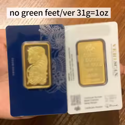 31 Gram Carbon Neutral Lady Fortuna Green Feet 1oz Gold Bar 24k Gold Plated Brass Core Crafts Holida
