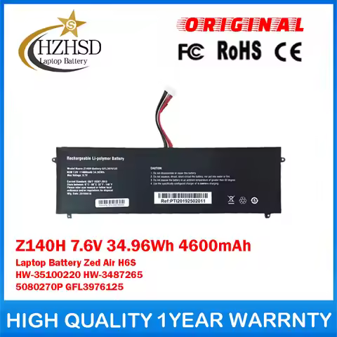 Z140H 7.6V 34.96Wh 4600mAh Genuine Original Laptop Battery For Celeron Zed Air H6S HW-35100220 HW-34