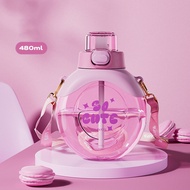 Hàng Sẵn Có Kawaii Cốc Nhựa Du Lịch Mùa Hè Cốc Có Ống Hút 500Ml Chai Nước Dễ Thương Cho Bé Gái Hoạt