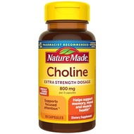 Nature Made Extra Strength Dosage Choline Supplements 800 Mg Per 3 Capsules, Brain Health, Mood, Mus