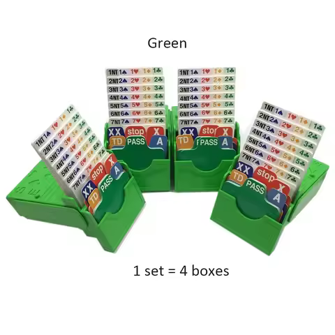 (Set of 4) Green Bridge Bidding Box with Bridge Paper Playing Cards Bridge Partner Bidding Device Of
