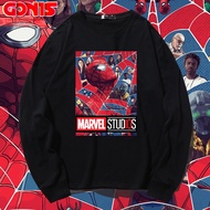 เสื้อยืดแขนยาว Avengers 4 Marvel manvel Spider-Man ผ้าฝ้ายแท้หลวมเสื้อผ้าสไตล์ฮ่องกงเสื้อสเวตเตอร์ B