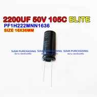 2200UF 50V 105C ELITE SIZE 16X36MM. Black CAPACITOR PF1H222MNN1636