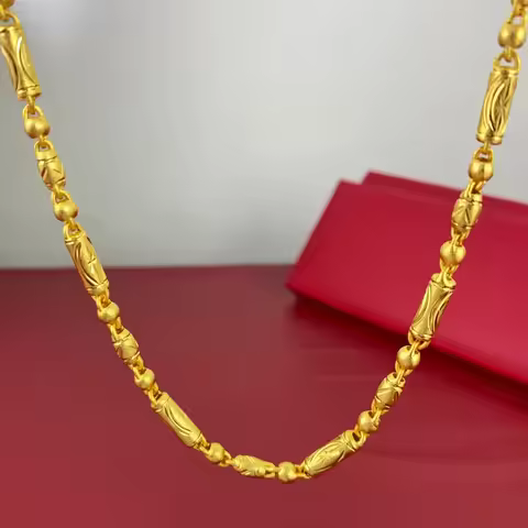 High-end car flower design 24K real gold 4mm necklace, men's imposing au9999 pure gold men's jewelry