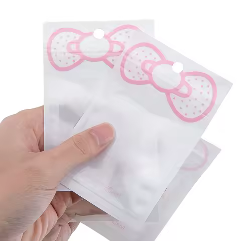 50pcs Cute Pink Bow Knot Bags Resealable 8x12cm Zipper Bags for DIY Jewelry Retail Packaging&Display