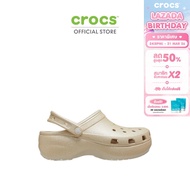 CROCS รองเท้าลำลองผู้หญิง CLASSIC PLATFORM GLITTER CLOG รุ่น 207241-96O - CHAMPAGNE