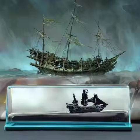 Black Pearl Ship in Fluid Liquid Drift Bottle Black Pearl Barcos Unbreakable Ship Titanic Floating B