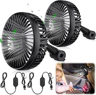 2 Pcs USB Car Seat Fans Car Cooling Fan 3 Speed 12V/ 24V Automobile Ventilation Fan with Clip for Ca