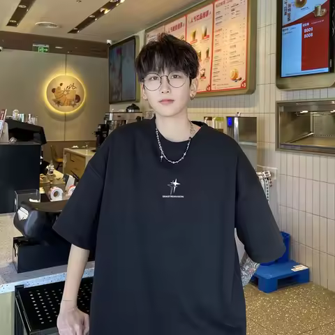 Men's Oversized T-shirts 5XL Fashion White Cotton T Shirt for Men Casual Summer Wear Star Print Tee 