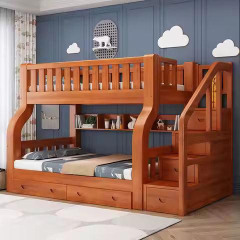 Modern Bedroom School Child Toddler Mattress Loft Bed Letto a Castello Double Kids Wooden Bunk Bed W