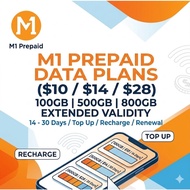 M1 Prepaid Data Plans ($10 / $14 / $28) | 100GB / 500GB / 800GB | 14 - 30 Days / Top Up / Recharge /