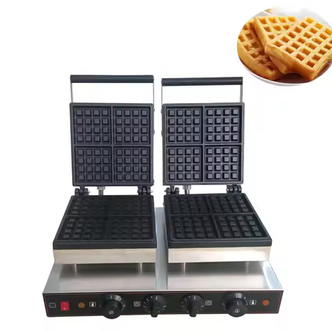 HPH2O Commercial Double-head Square Electric Waffle Maker Waffle Machine Non-stick Baking Plate Waff