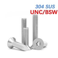 304 Stainless Steel American/Imperial Threads Hex Socket Screw UNC/BWS Flat Countersunk Hexagon Sock