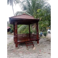 Gazebo kayu nibong saiz 6 kaki x 6 kaki atap genting