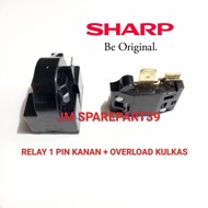 Relay 1 Pin Kanan + Overload Kulkas Sharp 1 Pintu / 2 Pintu