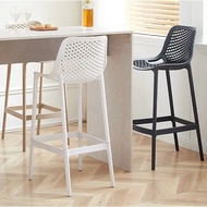 Premium Kitchen Bar High Chair Modern Armrest Dining Chair Seat Chairs Square Grid Backrest Comfort