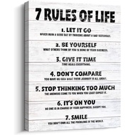 7 Rules of Life Motivational Quotes Wall Decor Canvas Print Home Office Wall Art