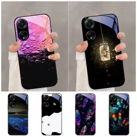 For Oppo A1 A1i A1K A1S Glass Case A2M A2 Pro Ace2 5G A83 A83T 4G Cartoon Tempered Glass Fundas For 