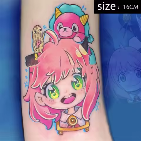 Luna Store Anime Anya Temporary Tattoos Cartoon Girl Transfer Tattoo Body Art Waterproof Fake Tatoo 