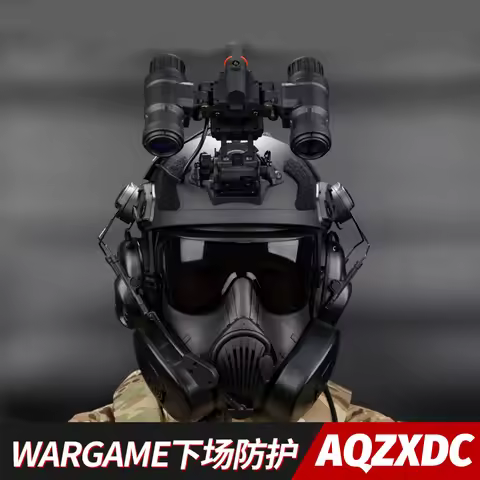 M50 Gas Mask Set with SF Ultra-High-Cut Airsoft Helmet Night Vision Goggles Model Signal Light Tacti