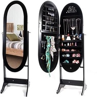 Standing Cabinet Organiser Sumferkyh-home Mirrored Jewelry Cabinet Armoire With Mirror Standing Storage Organizer For Makeup Bedroom Cosmetics (Color : Black, Size : One Size)