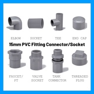 PVC Fitting Connector 15mm Socket Elbow Tee PT Socket Valve Socket End Cap Tank Connector PVC Pipe
