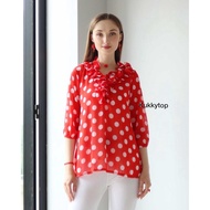 Kukky Top Blouse Aileen Chiffon Polkadot Women's Top Korean Style 5840