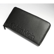 Bnew CALVIN KLEIN Black Leather Zip Around Wallet