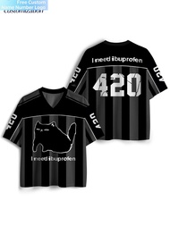 Adult Fun Funeral Black Cat Jersey I Need Ibuprofen Slogan Loose Quick Drying V-neck Jersey Sports T